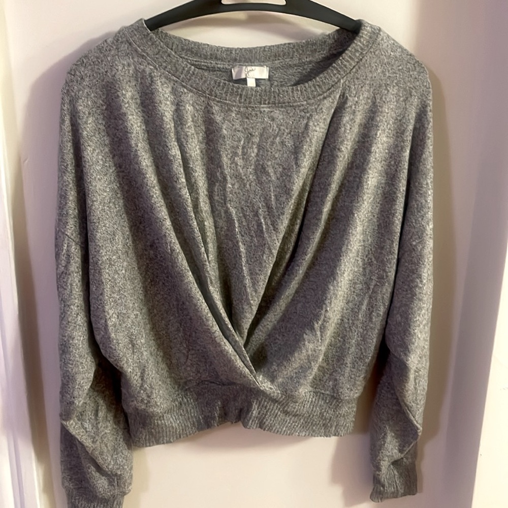 EUC Joie Cropped Twist Front Marled Top - Size Small